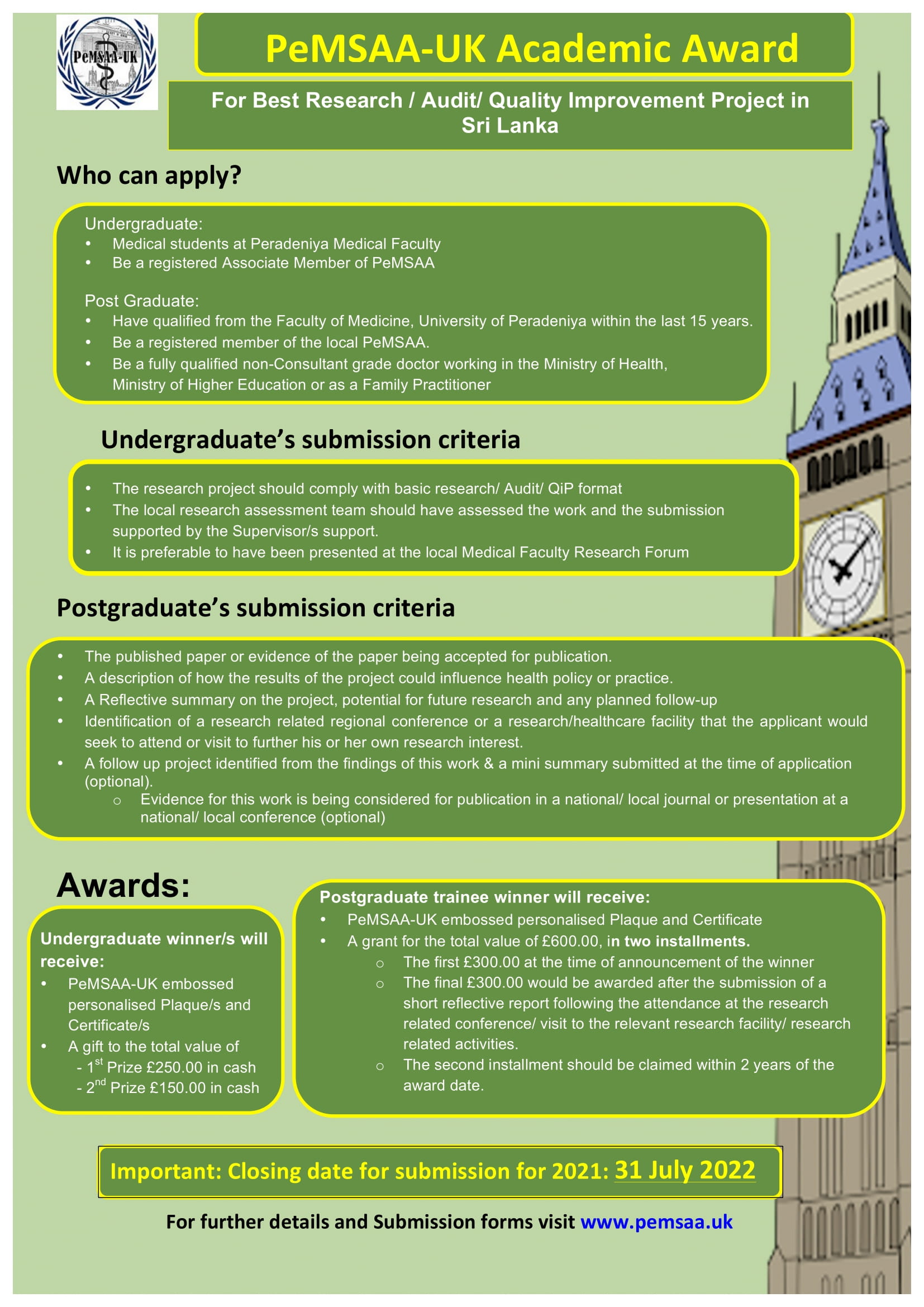 uk postgraduate trainee award 2022